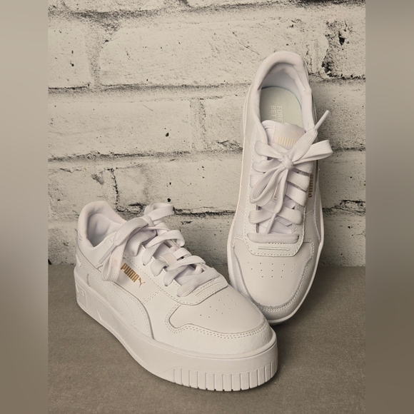 Puma Shoes - Puma Carina Platform Sneakers White Leather Women’s Size 6